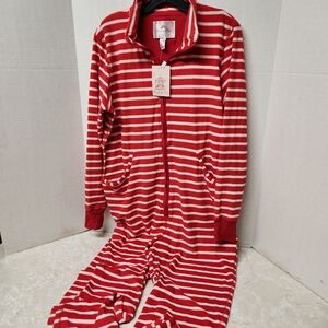 1pc Goodnight Kiss Super Soft Red White Stripe Pajamas Size Large New
